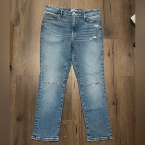 Good American Light Blue Distressed Straight Jeans